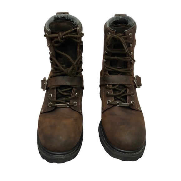 Harley Davidson Boots Brown Size 9.5 Lace Up Leather Motorcycle 91004 Combat - Picture 3 of 14